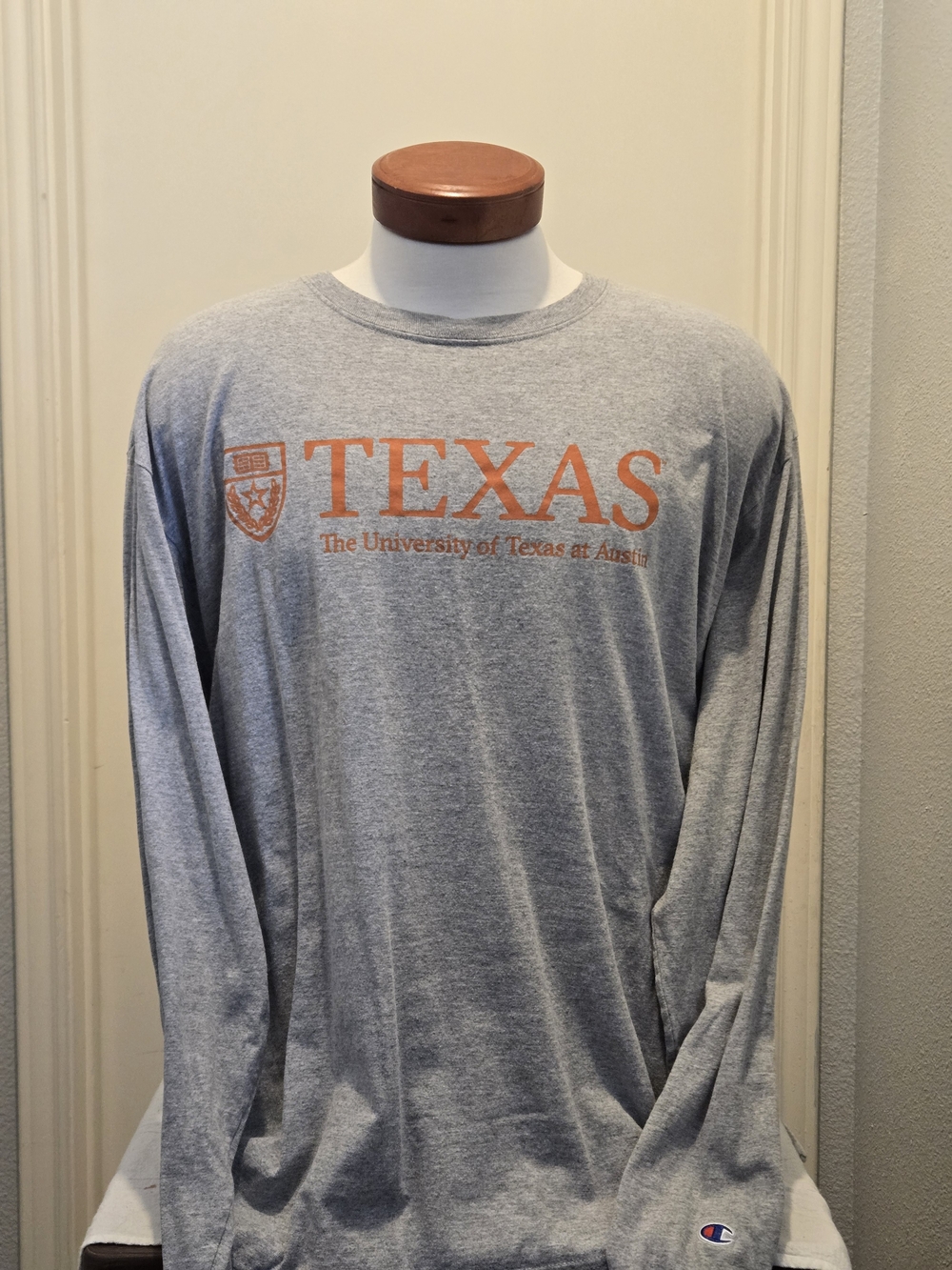 Champion, Gray, Long-Sleeve,University of Texas, XL